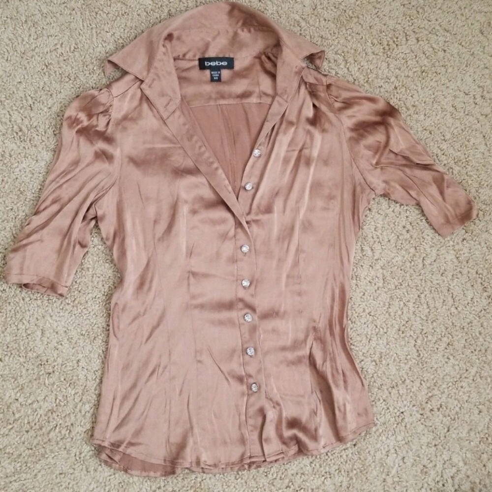 Bebe Silk Button Up Blouse - Size XS
